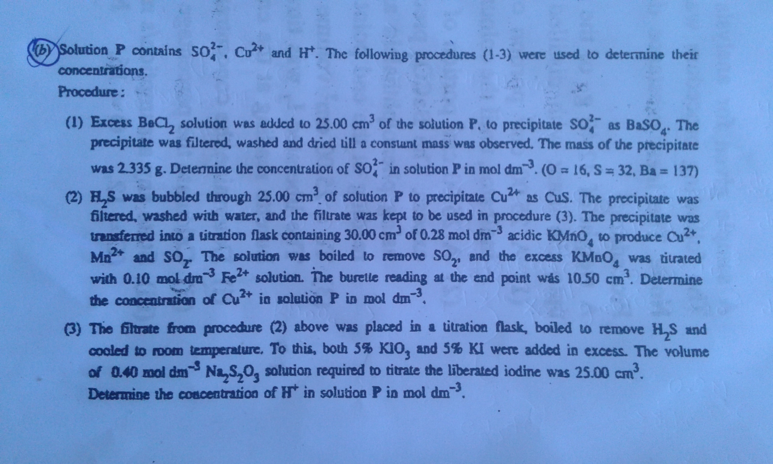 Question image for the question part is with the procedure. the thre